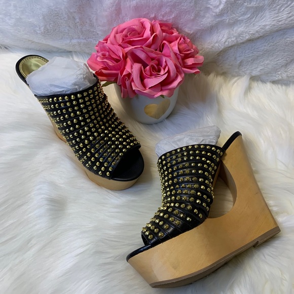 Steve Madden Luccious Black Multi Mule Wedges - Picture 4 of 16